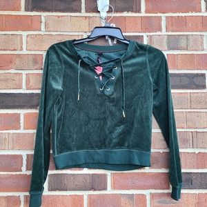 Betsey Johnson Green Velvour Top